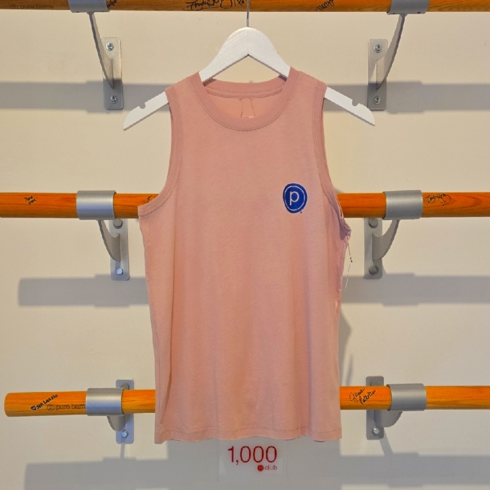 Spiritual Gangster Pink Sleeveless Top with Pure Barre Logo